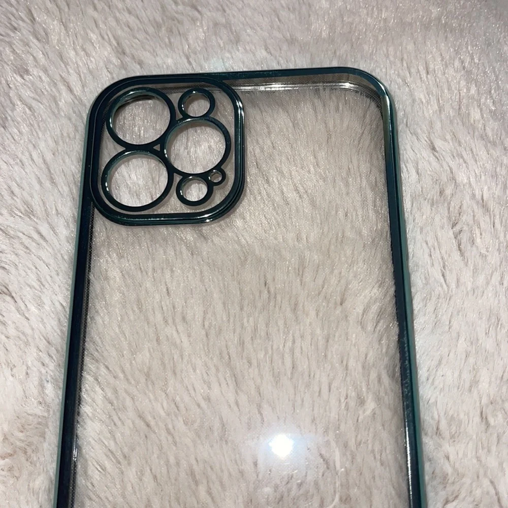 New clear with shiny turquoise phone case - 12 pro max
